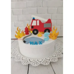 Tortendeko Tortentopper Tortenaufleger Fondant Zuckerfigur Feuerwehr Feuerwehrset Feuer Flammen