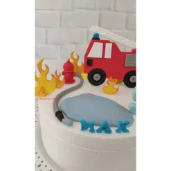 Tortendeko Tortentopper Tortenaufleger Fondant Zuckerfigur Feuerwehr Feuerwehrset Feuer Flammen