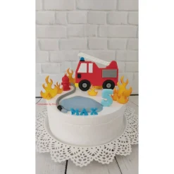 Tortendeko Tortentopper Tortenaufleger Fondant Zuckerfigur Feuerwehr Feuerwehrset Feuer Flammen