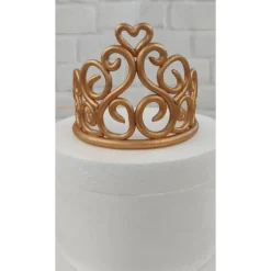 Tortendeko Tortentopper Tortenaufleger Fondant Zuckerfigur Mädchen Krone Prinzessin Gold