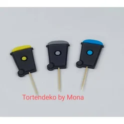 Tortendeko Tortentopper Tortenaufleger Fondant Zuckerfigur Müllwagen Müllauto Müllabfuhr Mülltonnen