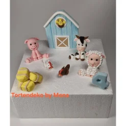 Tortendeko Tortentopper Zuckerfigur Fondantfigur Bauernhof für Mädchen Schaf Kuh Schwein