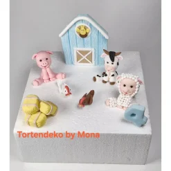 Tortendeko Tortentopper Zuckerfigur Fondantfigur Bauernhof für Mädchen Schaf Kuh Schwein