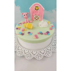 Tortendeko Tortentopper Zuckerfigur Fondantfigur Bauernhof für Mädchen Schaf Kuh Schwein