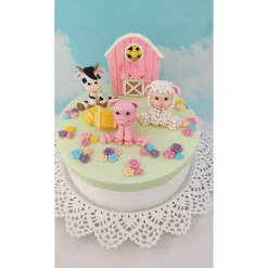 Tortendeko Tortentopper Zuckerfigur Fondantfigur Bauernhof für Mädchen Schaf Kuh Schwein