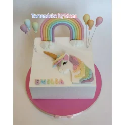 Tortendeko Tortentopper Zuckerfigur  Einhorn Regenbogen Wolken