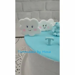 Tortendeko Tortentopper Zuckerfigur Wolken Set Taufe Geburt  Geburtstag