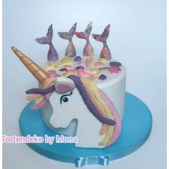 Tortendeko Tortentopper Zuckerfigur  Einhorn Regenbogen Meerjungfrauen Deko
