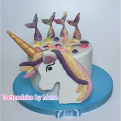 Tortendeko Tortentopper Zuckerfigur  Einhorn Regenbogen Meerjungfrauen Deko