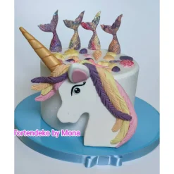 Tortendeko Tortentopper Zuckerfigur  Einhorn Regenbogen Meerjungfrauen Deko