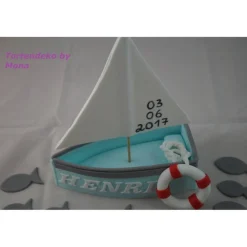 Tortendeko TortentopperTortenaufleger Fondant Zuckerfigur Geburtstag Boot