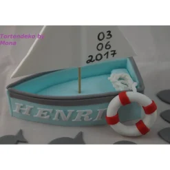 Tortendeko TortentopperTortenaufleger Fondant Zuckerfigur Geburtstag Boot