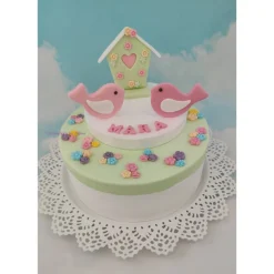 Tortendeko TortentopperZuckerfigur Fondantfigur Vogelhaus Vogelhäuschen Vögel