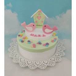 Tortendeko TortentopperZuckerfigur Fondantfigur Vogelhaus Vogelhäuschen Vögel