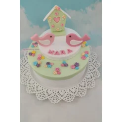 Tortendeko TortentopperZuckerfigur Fondantfigur Vogelhaus Vogelhäuschen Vögel