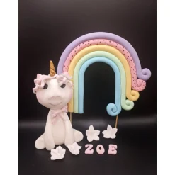 Tortendekoration Einhorn, Tortendekoration, Zuckerfigur, Tortenfiguren, Regenbogen, Fondant Figur Einhorn