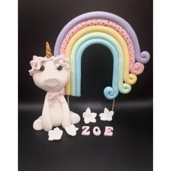 Tortendekoration Einhorn, Tortendekoration, Zuckerfigur, Tortenfiguren, Regenbogen, Fondant Figur Einhorn