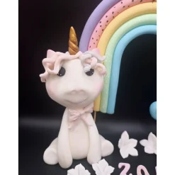 Tortendekoration Einhorn, Tortendekoration, Zuckerfigur, Tortenfiguren, Regenbogen, Fondant Figur Einhorn