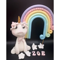 Tortendekoration Einhorn, Tortendekoration, Zuckerfigur, Tortenfiguren, Regenbogen, Fondant Figur Einhorn