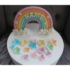 Tortendekoration Einhorn, Regenbogen, Fondant Figuren Einhorn,