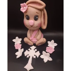 Tortendekoration Hase, Fondant Figuren Taufe
