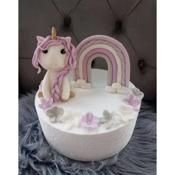 Tortendekoration Regenbogen, Fondant Figuren Einhorn,