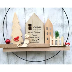 Tür Kranz Loop Hänger Haus Hund Holz Deko für Eingangsbereich