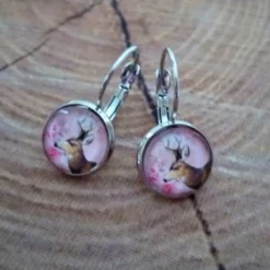 Trachten - Klappohrringe "Hirsch", antik-silberfarben