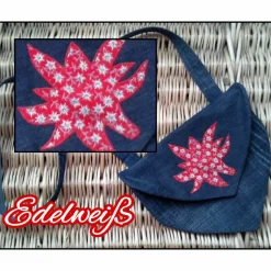 Trachten-Tasche - Dirndl-Tasche - Oktoberfest - Dirndl - Tracht - Country - Landhaus - Upcycling - Jeans -  *Edelweiss 1003rot