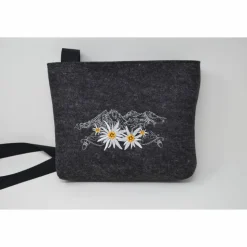 Trachtentasche aus Wollfilz mit Gebirgslandschaft und Edelweiß