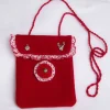 Trachtentasche rot – Handgemachte Dirndl-Umhängetasche mit Trachtenknopf & Stoffrosette, Unikat, Volksfest-Täschchen