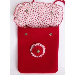 Trachtentasche rot – Handgemachte Dirndl-Umhängetasche mit Trachtenknopf & Stoffrosette, Unikat, Volksfest-Täschchen