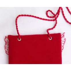 Trachtentasche rot – Handgemachte Dirndl-Umhängetasche mit Trachtenknopf & Stoffrosette, Unikat, Volksfest-Täschchen