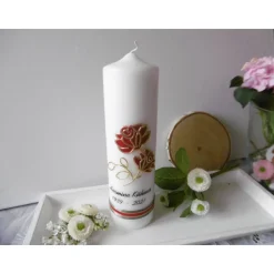 TRAUERKERZE * GEDENKKERZE * BEISETZUNG * BEERDIGUNG * ROSENMOTIV * INDIVIDUELLE BESCHRIFTUNG *