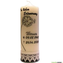 Trauerkerze in elfenbein 