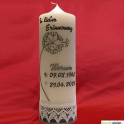 Trauerkerze in elfenbein 