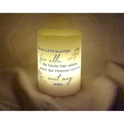 Trauerkerze LED Echtwachs - Design Olive