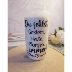 Trauerkerze mit Spruch – Handveredelte Grabkerze nach Wunsch