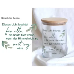 Trauerkerze Windlicht - Design Olive