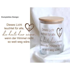 Trauerkerze Windlicht - Design Herz