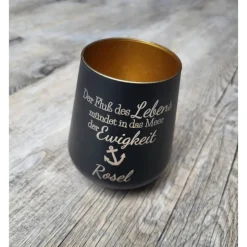 Trauerlicht / Kerzenglas / Windlicht / Erinnerungslicht / Schwarz / Abschied