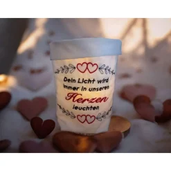 Trauerlicht, Erinnerungslicht - Dein Licht wird immer in unseren Herzen leuchten - Gedenklicht, Trauerbewältigung