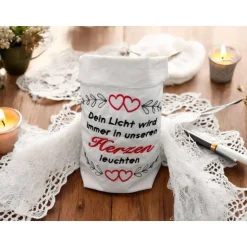 Trauerlicht, Erinnerungslicht - Dein Licht wird immer in unseren Herzen leuchten - Gedenklicht, Trauerbewältigung