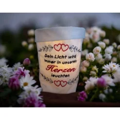 Trauerlicht, Erinnerungslicht - Dein Licht wird immer in unseren Herzen leuchten - Gedenklicht, Trauerbewältigung
