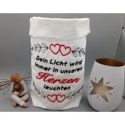 Trauerlicht, Erinnerungslicht - Dein Licht wird immer in unseren Herzen leuchten - Gedenklicht, Trauerbewältigung