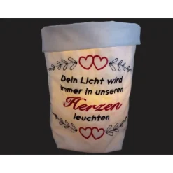 Trauerlicht, Erinnerungslicht - Dein Licht wird immer in unseren Herzen leuchten - Gedenklicht, Trauerbewältigung