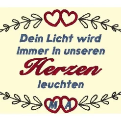 Trauerlicht, Erinnerungslicht - Dein Licht wird immer in unseren Herzen leuchten - Gedenklicht, Trauerbewältigung