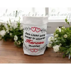 Trauerlicht, Erinnerungslicht - Dein Licht wird immer in unseren Herzen leuchten - Gedenklicht, Trauerbewältigung