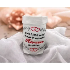 Trauerlicht, Erinnerungslicht - Dein Licht wird immer in unseren Herzen leuchten - Gedenklicht, Trauerbewältigung