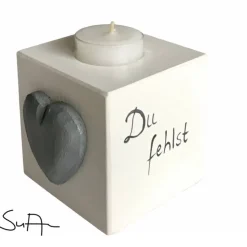 Trauerlicht/Kerzenhalter  aus Holz "Du fehlst" Trauer zur Erinnnerung